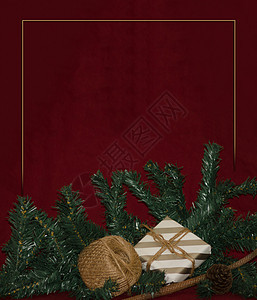 圣诞节装饰品 由圣诞树和礼品盒制成问候语假期惊喜毛皮卡片庆典帽子房间礼物婴儿图片