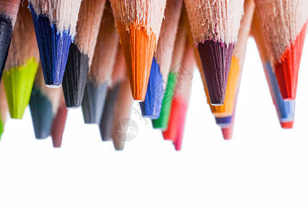 彩色铅笔办公用品教育创造力工艺绘画绿色学习教学设备背景