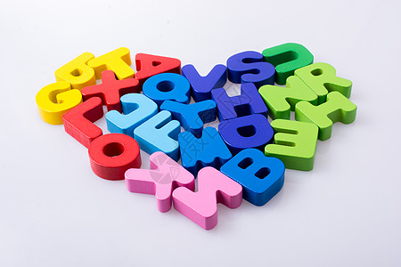 五颜六色的字母块形状听到字体学校阅读英语语法教育幼儿园语言拼写打字机图片