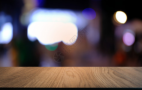 空木制桌 在抽象模糊的CO背景前店铺产品展示木板商业厨房酒吧柜台咖啡店派对图片