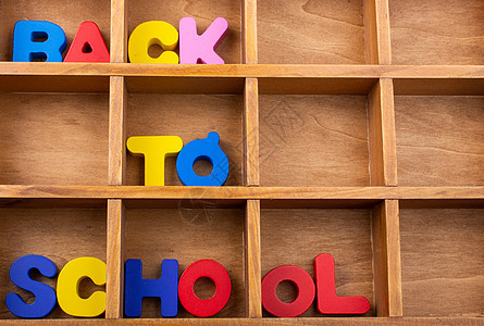 由木制的彩色字母字幕孩子学生拼写教育学知识教育学校幼儿园公司图片