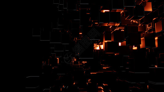 抽象的暗立方体和明亮的红色闪光新技术辉光矿业科学电路射线耀斑网络活力3d图片