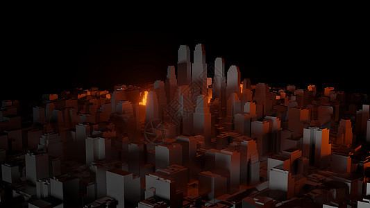 深色背景上闪烁着鲜红色的 3d 城市商业活力鸟瞰图技术摩天大楼渲染交通市中心旅行景观图片