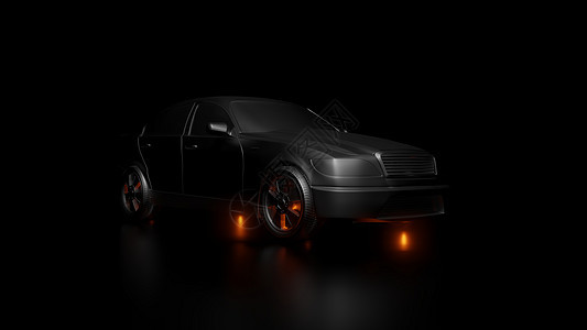 与银色汽车和红色火光的黑暗的背景运动车轮渲染奢华车辆速度轿车机器反射力量图片