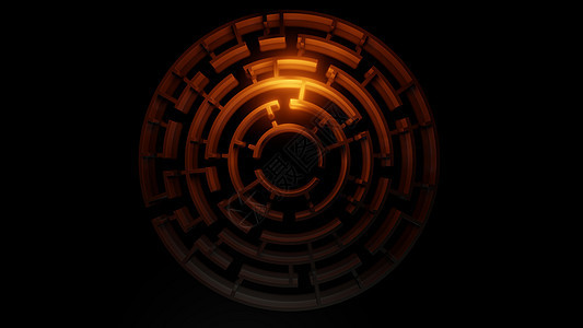带有鲜红色火焰的 3D 圆形迷宫逆境石头概念边界耀斑解决方案游戏渲染成功出口背景图片