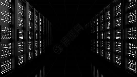 深色背景上的网络工作站服务器中心耀斑技术数据库3d电讯互联网基础设施服务架子图片