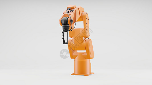 机械手臂灰色背景上的机械臂 工业机器人机械手金属智力技术科学生产起重机自动化工厂动力学工作背景