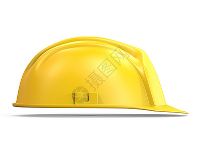 黄色安全头盔侧视角3D危险制造业白色工具工人工作塑料建设者帽子承包商图片