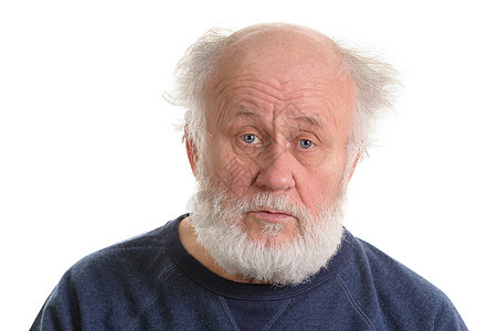 与悲伤和平静的老人隔离画像床头孤独长老头发胡须胡子祖父男人秃头退休图片