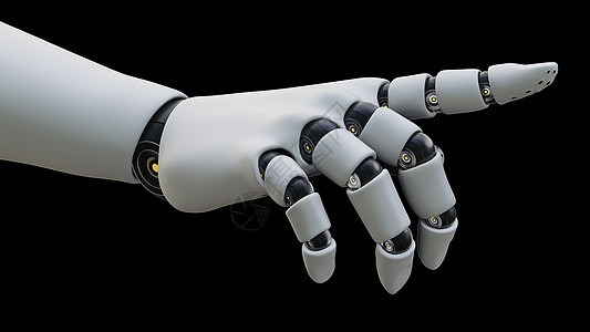机器人手指向食指智力电脑手势电子人机器渲染3d科学技术商业背景图片