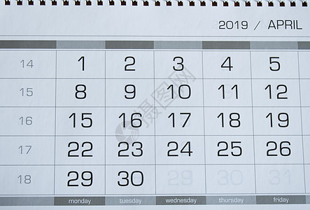 2019年4月20日至19日日历页的背景日期图片