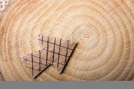 从棕纸上砍出箭头环境指针纸板植物地球绿色生态养护木头图片