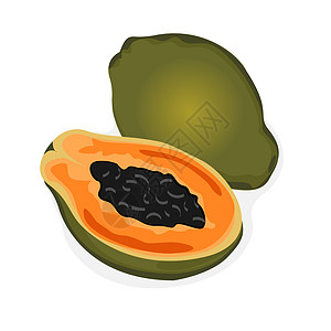 Papaya 矢量插图饮食种子广告植物异国木瓜营养产品水果橙子图片
