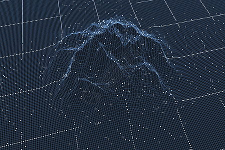具有深色背景的 3d 渲染曲线电脑插图技术活力黑色网络框架艺术蓝色科学图片