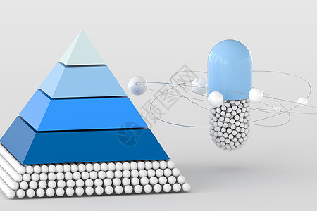 金字塔和 capsule3d 渲染药品颗粒医院宏观技术治疗药片数据传奇化学品图片