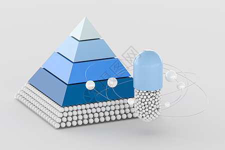 金字塔和 capsule3d 渲染治愈三角形数据宏观蓝色医院治疗生物药品统计图片