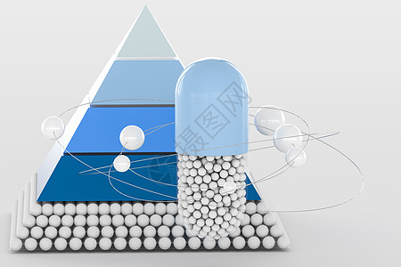 金字塔和 capsule3d 渲染生物颗粒药品化学品传奇药片治疗治愈立体声胶囊图片