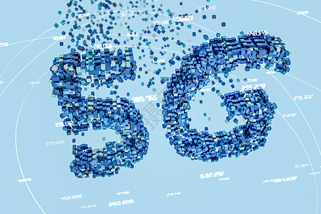 5G字体设计3d渲染互联网科学技术立体声速度蓝色数据创造力商业立方体图片