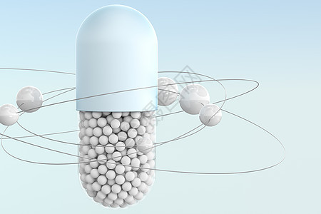 带 spheres3d 渲染的胶囊生物处方技术蓝色药店工程药物插图治愈治疗图片