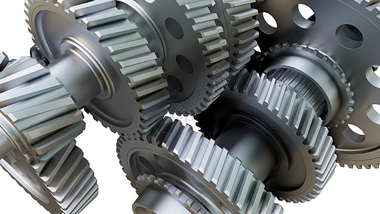 变速箱概念 金属齿轮轴和轴承力学互锁车轮工作引擎牙齿合作工程备件商业图片
