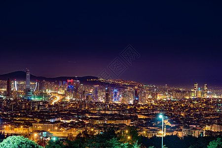 Kadikoy和Atasehir县照片 夜间拍摄自土耳其伊斯坦布尔Camlica山丘城市大都市中心火鸡蓝色旅行天空变体天线日落图片