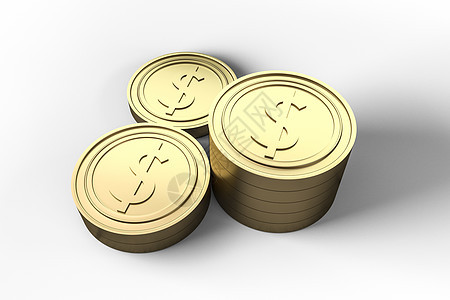白背景的金金币硬币 3D投资货币金融基金经济交换金子商业订金插图图片