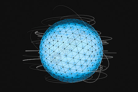 3d 渲染全局线和三角形科学玻璃地球青色蓝色世界电子产品网格线条材料图片