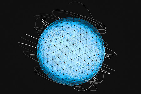 3d 渲染全局线和三角形材料创造力3d几何学数据世界金属青色网格光泽图片