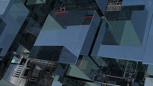 与玻璃立方体的抽象技术背景边缘蓝色辉光海报灰色广告边界插图电脑圆圈图片