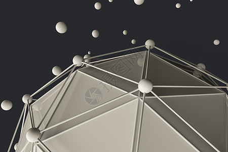 3d 渲染创意三角形多边形构造技术六边形想像力插图玻璃建造创造力黑色几何学艺术图片
