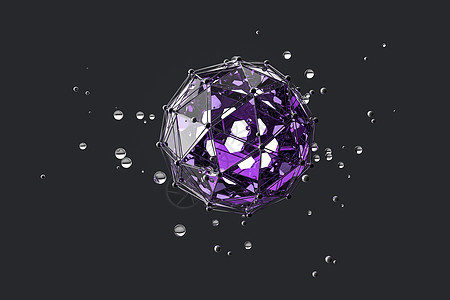 3d 渲染创意三角形多边形构造技术想像力黑色造型紫色建造玻璃艺术几何学插图背景图片