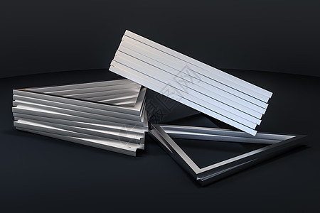 3d 渲染三角形金属框架工业背景推介会技术灰色抛光材料3d插图创造力合金阴影图片