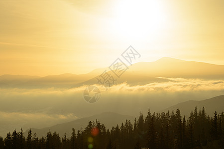 乌克兰喀尔巴阡山脉的日出 太阳在乌克兰最高点胡佛拉山上空升起日落高山天气首脑蓝色风景龙虾冒险旅行季节图片