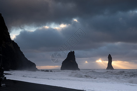 欧洲冰岛维克附近的雷尼斯法拉农村旅行风景环境支撑海岸线海景旅游海洋海浪图片