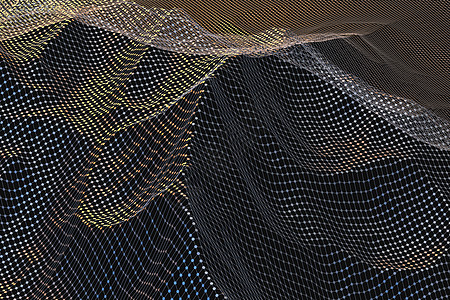 具有渐变背景的 3d 渲染流点装饰网格数据海报圆形坡度流行音乐音乐流动风格图片