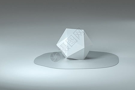 3D 转化 创意熔化几何和白色背景地面场景宝石水晶插图液体多边形艺术渲染房间图片