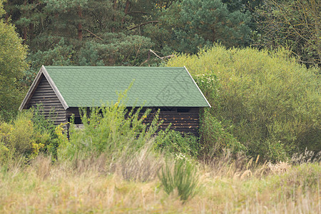 在荒野中间的小木小木棚屋房子土地建筑学旅行植物草地季节场景国家农场图片
