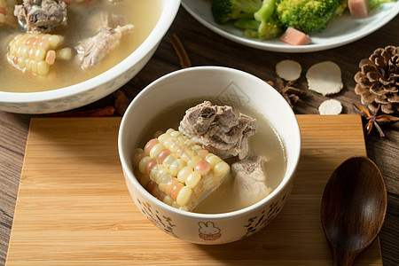 玉米猪肉汤 美味的中国菜香料食物厨师猪肉烹饪猪排美食饮食营养浓汤背景图片