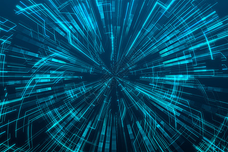 3d 渲染蓝色发散技术线线条活力几何学科学想像力界面辉光背景插图网格图片
