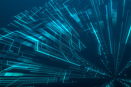 3d 渲染蓝色发散技术线活力多边形线条辉光界面网格数据想像力几何学3d图片