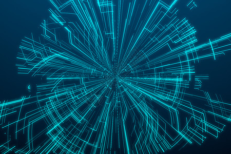 3d 渲染蓝色发散技术线想像力几何学纹理数据多边形线条辉光芯片国际网格图片