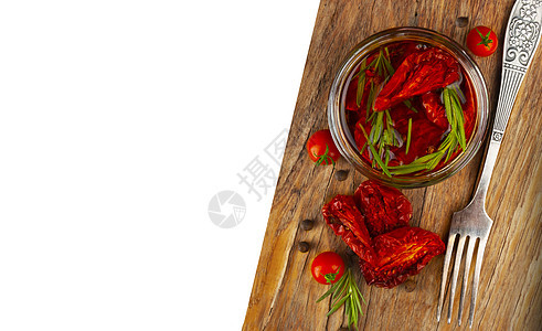 美味的烤番茄 加罗思多风格木板食物木头烹饪玻璃香料美食小吃迷迭香乡村图片