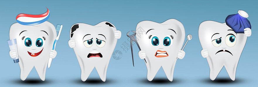 各种牙齿插图 以图示治愈牙刷疼痛牙膏医疗吉祥物空腔牙医卡通片搪瓷图片