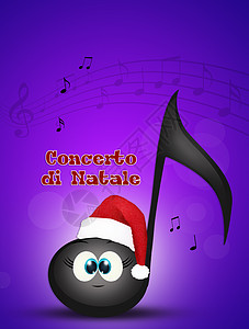 圣诞音乐会插图笔记卡通片帽子派对快乐音符音乐庆典背景图片