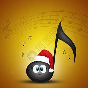 圣诞音乐会音乐笔记卡通片庆典音符快乐插图帽子音乐会派对背景图片