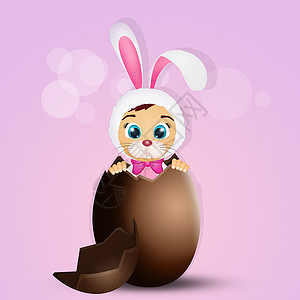 复活节鸡蛋里穿着兔子装的小孩图片