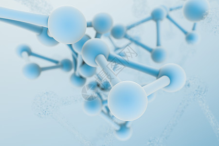 具有粒子效应的 3化学公式医疗坡度遗传科学技术插图生物蓝色原子渲染图片