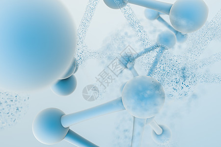 具有粒子效应的 3化学公式渲染青色基因插图技术遗传蓝色化学品3d生物图片