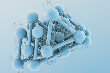 具有粒子效应的 3化学公式插图渲染白色化学品蓝色坡度技术医疗生物遗传图片