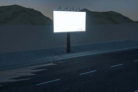 路边的 3d 渲染广告牌促销营销横幅海报荒野公告广告路标商业框架图片